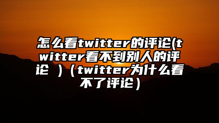 怎么看twitter的评论(twitter看不到别人的评论 )（twitter为什么看不了评论）