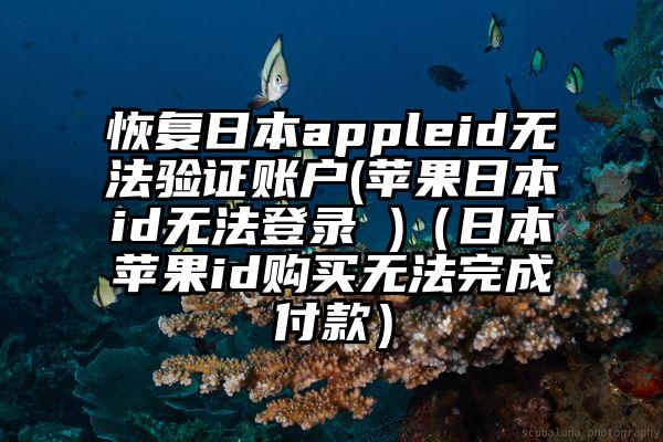 恢复日本appleid无法验证账户(苹果日本id无法登录 )（日本苹果id购买无法完成付款）