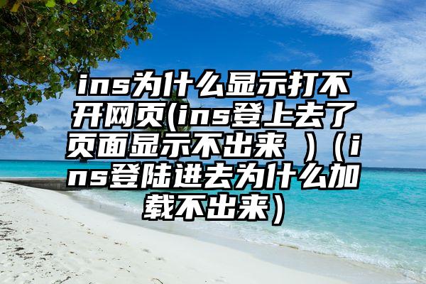 ins为什么显示打不开网页(ins登上去了页面显示不出来 )（ins登陆进去为什么加载不出来）
