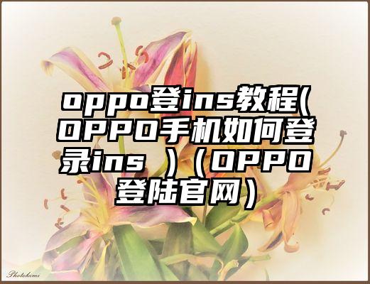 oppo登ins教程(OPPO手机如何登录ins )（OPPO登陆官网）