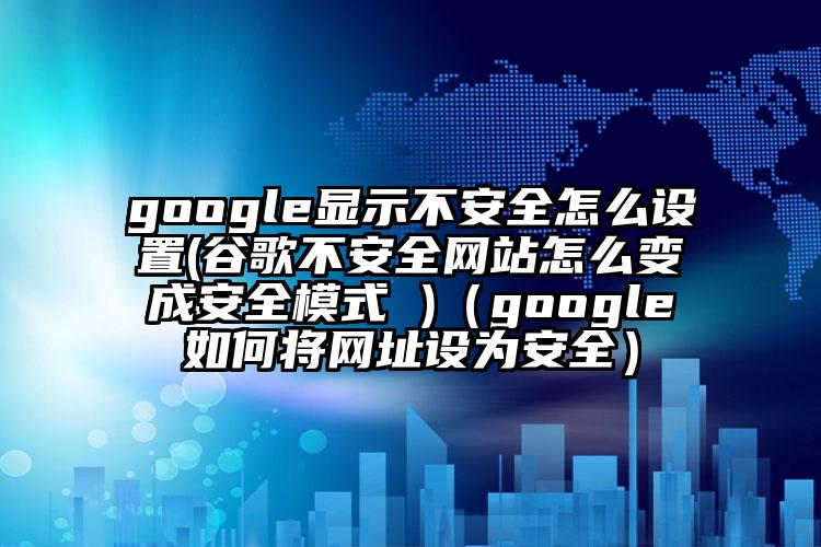 google显示不安全怎么设置(谷歌不安全网站怎么变成安全模式 )（google如何将网址设为安全）