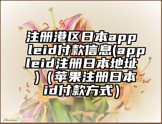 注册港区日本appleid付款信息(appleid注册日本地址 )（苹果注册日本id付款方式）
