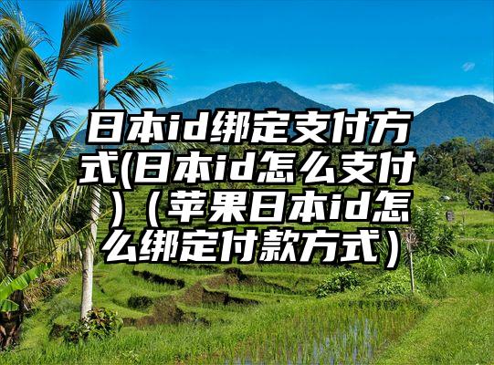日本id绑定支付方式(日本id怎么支付 )（苹果日本id怎么绑定付款方式）