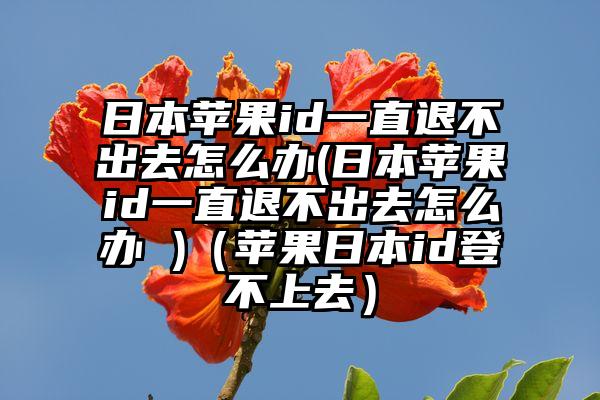 日本苹果id一直退不出去怎么办(日本苹果id一直退不出去怎么办 )（苹果日本id登不上去）