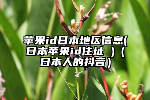 苹果id日本地区信息(日本苹果id住址 )（日本人的抖音）