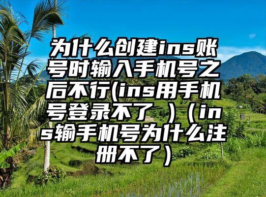 为什么创建ins账号时输入手机号之后不行(ins用手机号登录不了 )（ins输手机号为什么注册不了）