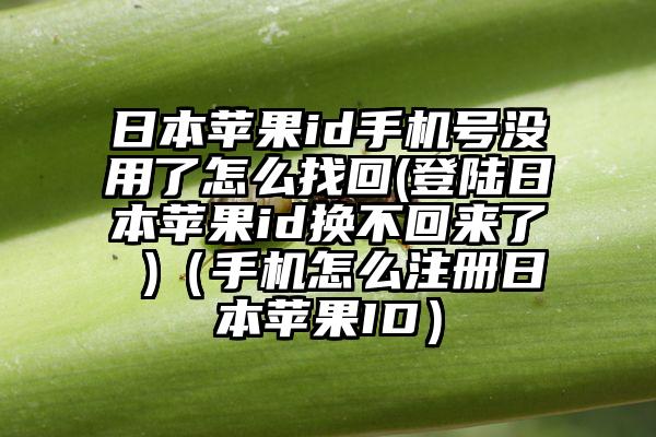 日本苹果id手机号没用了怎么找回(登陆日本苹果id换不回来了 )（手机怎么注册日本苹果ID）