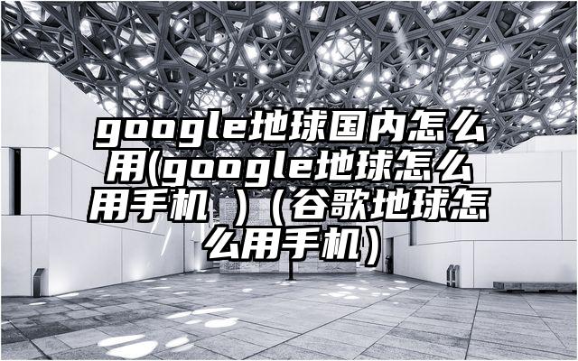 google地球国内怎么用(google地球怎么用手机 )（谷歌地球怎么用手机）
