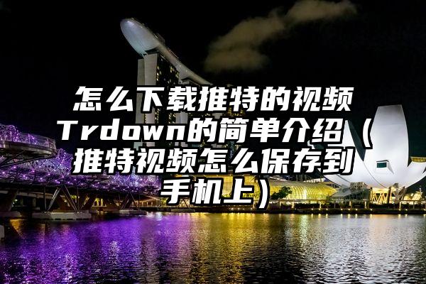 怎么下载推特的视频Trdown的简单介绍（推特视频怎么保存到手机上）