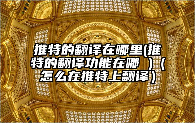 推特的翻译在哪里(推特的翻译功能在哪 )（怎么在推特上翻译）