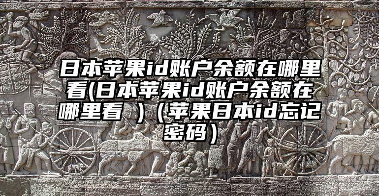 日本苹果id账户余额在哪里看(日本苹果id账户余额在哪里看 )（苹果日本id忘记密码）