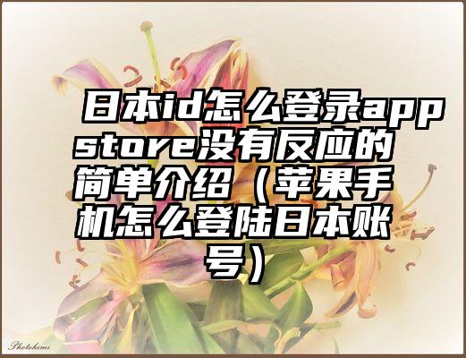 日本id怎么登录appstore没有反应的简单介绍（苹果手机怎么登陆日本账号）