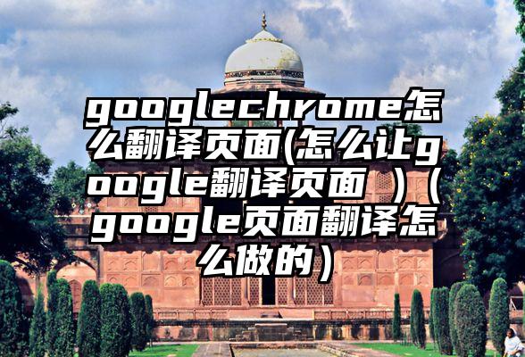 googlechrome怎么翻译页面(怎么让google翻译页面 )(google页面翻译怎么做的)