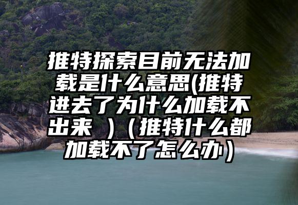推特探索目前无法加载是什么意思(推特进去了为什么加载不出来 )（推特什么都加载不了怎么办）
